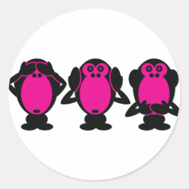 Drie Wise Monkeys Ronde Sticker