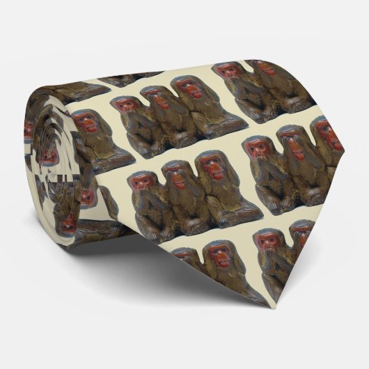 Drie Wise Monkeys Stropdas (Opgerold)