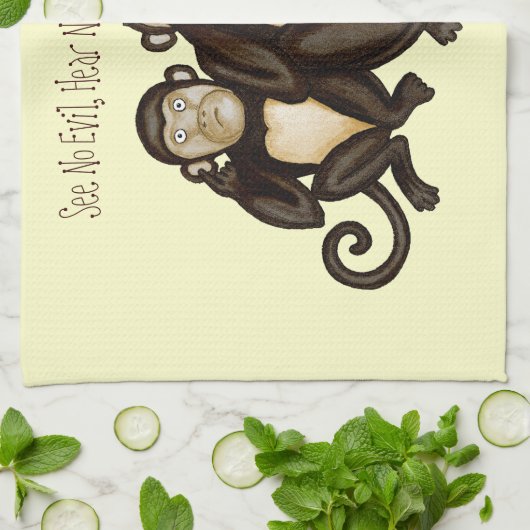 Drie Wise Monkeys Theedoek (Gevouwen)