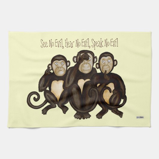 Drie Wise Monkeys Theedoek (Horizontaal)
