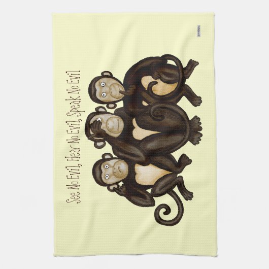 Drie Wise Monkeys Theedoek (Verticaal)