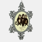 Drie Wise Monkeys Tin Sneeuwvlok Ornament (Links)