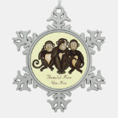 Drie Wise Monkeys Tin Sneeuwvlok Ornament (Voorkant)