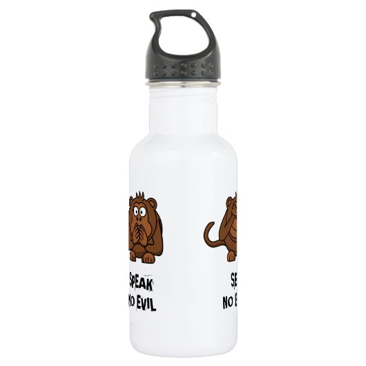 Drie Wise Monkeys Waterfles (Achterkant)