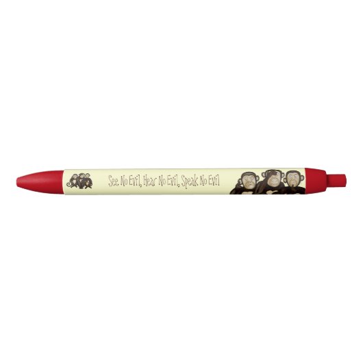 Drie Wise Monkeys Zwarte Inkt Pen (Voorkant)
