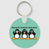 Drie Wise Penguins Design Graphic Sleutelhanger (Voorkant)