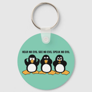 Drie Wise Penguins Design Graphic Sleutelhanger