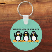 Drie Wise Penguins Design Graphic Sleutelhanger (Voorkant)