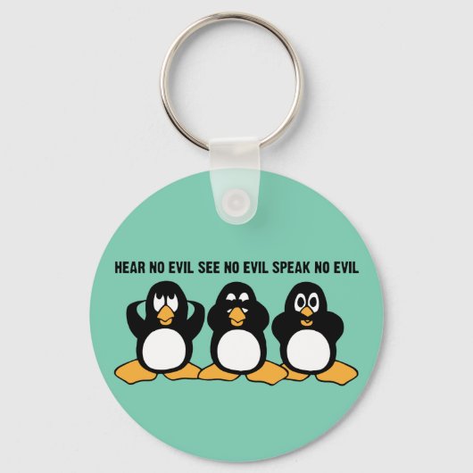 Drie Wise Penguins Design Graphic Sleutelhanger (Achterkant)