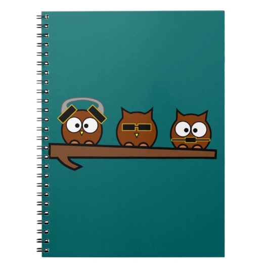 Drie Wise Quirky Owls Notitieboek (Voorkant)