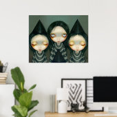 Drie Witchy Sisters low-brow gothic Art Print (Thuiskantoor)