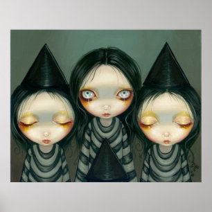 Drie Witchy Sisters low-brow gothic Art Print