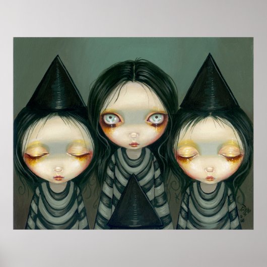Drie Witchy Sisters low-brow gothic Art Print (Voorkant)