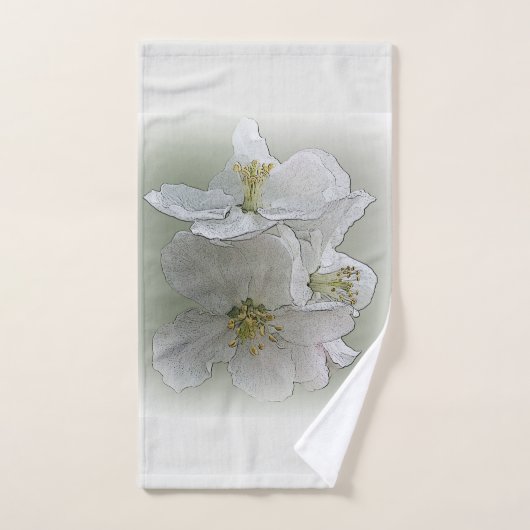 drie witte bloemen bad handdoek (Handdoek)