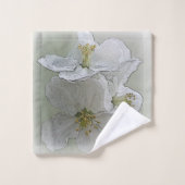 drie witte bloemen bad handdoek (Wasdoekje)