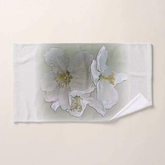 drie witte bloemen bad handdoek (Handdoek)