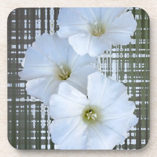 drie witte bloemen bier onderzetter (Voorkant)