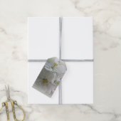drie witte bloemen cadeaulabel (Met Touw)