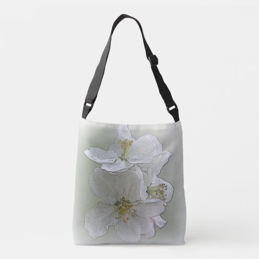 drie witte bloemen crossbody tas (Achterkant)