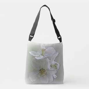 drie witte bloemen crossbody tas