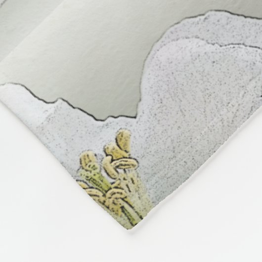 drie witte bloemen fleece deken (Hoek)