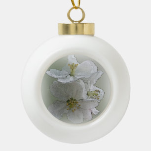 drie witte bloemen keramische bal ornament