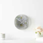 drie witte bloemen ronde klok (Huis)
