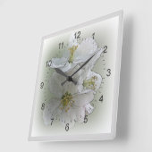 drie witte bloemen vierkante klok (Hoek)
