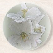 drie witte bloemen zandsteen onderzetter (Voorkant)