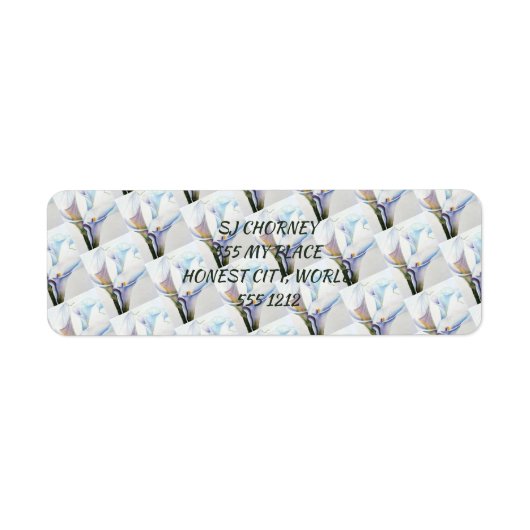 DRIE WITTE CALLILY FLOWER ETIKET (Voorkant)