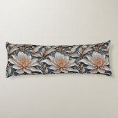 Drie witte fantasie bloemen lichaam kussen (Achterkant)