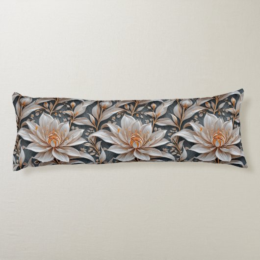 Drie witte fantasie bloemen lichaam kussen (Achterkant)