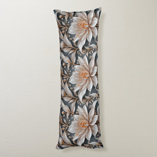 Drie witte fantasie bloemen lichaam kussen (Achterkant (Verticaal))