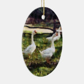 Drie Witte Ganzen Keramisch Ornament (Rechts)