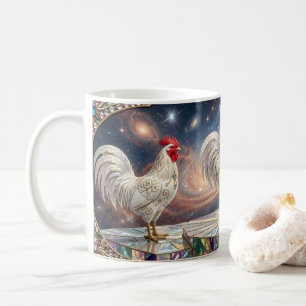 Drie witte hanen. koffiemok
