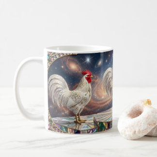 Drie witte hanen. koffiemok