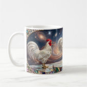 Drie witte hanen. koffiemok (Links)