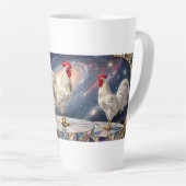 Drie witte hanen. latte mok (Rechterhoek)