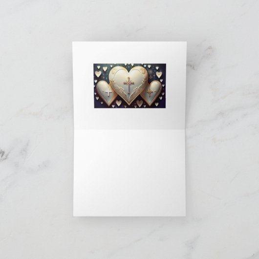 Drie witte harten bedankkaart (Binnen)