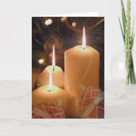 Drie Witte Kerstkaarten van Kaarsen Feestdagen Kaart