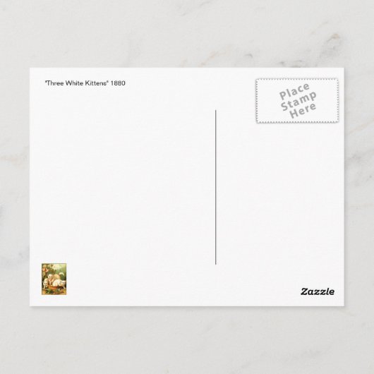 Drie witte Kittens Briefkaart (Achterkant)
