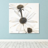Drie witte kloonbloemen canvas afdruk (Insitu (Houten vloer))