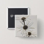 Drie witte kloonbloemen vierkante button 5,1 cm (Voorkant /achterkant)