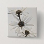 Drie witte kloonbloemen vierkante button 5,1 cm (Voorkant)