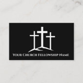 Drie witte kruisen kerk pastor visitekaartje (Voorkant)
