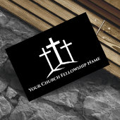 Drie witte kruisen kerk pastor visitekaartje