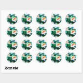 Drie witte Lotus-bloemen met groene bladeren Ronde Sticker (Vel)