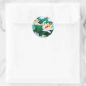 Drie witte Lotus-bloemen met groene bladeren Ronde Sticker (Tas)