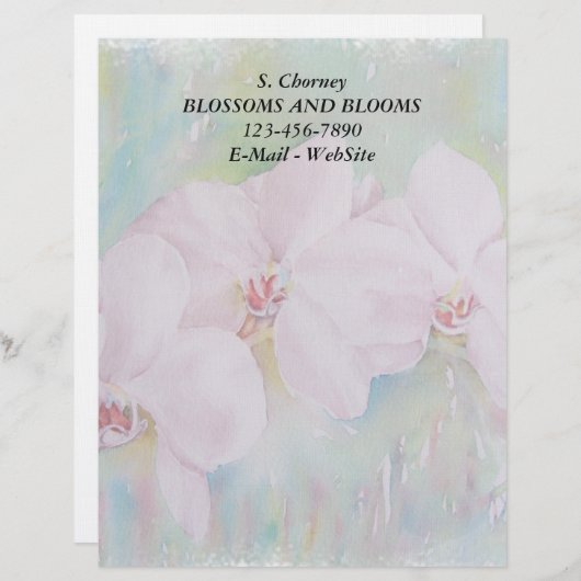 DRIE WITTE ORCHIDEN  LETTERHEAD BRIEFHOOFD (Voorkant / Achterkant)