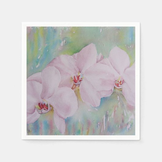 DRIE WITTE ORCHIDEN PAPIERNAPKINS SERVETTEN (Voorkant)